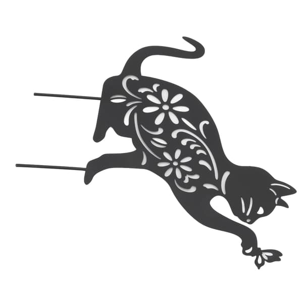 Sort Kat Statuette Sød Sort Kat Levende Udseende Hul Design Holdbart Metal Sort Kat Indretning til Hjem Have Baghave