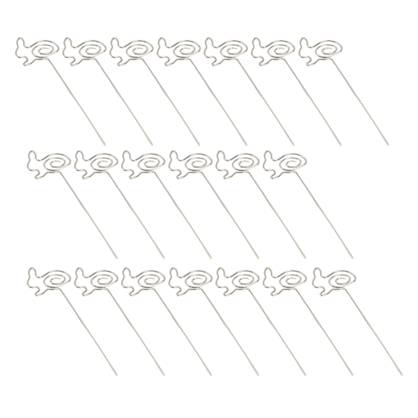20 stk. bordkortklemmer i sølv, 10 cm lange, sødt udseende, holdbart jernmateriale, skrivebordsbilledeklemmer, kaniner
