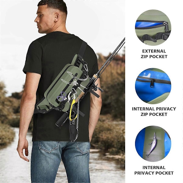 Multifunksjonell Fiskeveske Fiskeredskapsvesker Vanntett Ryggsekk-B