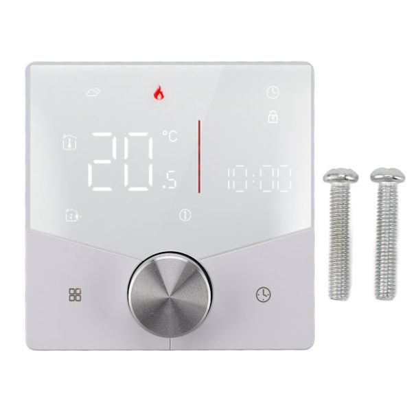 Smart termostat drejeknap design LCD farve display panel digital termostat til sauna rum gulvvarmesystem hvid