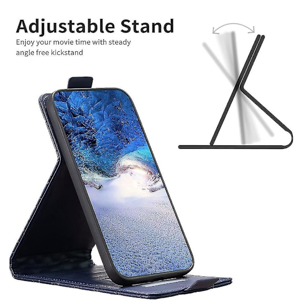 Til Samsung Galaxy A35 5G Etui Kortholder Vertikal Flip Læder Cover-B11 Blå