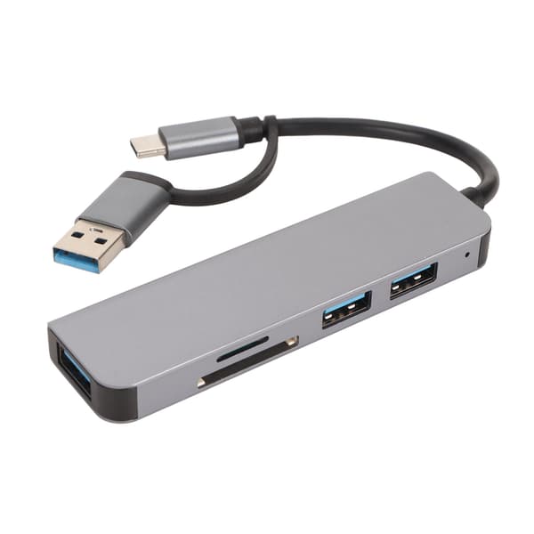 5 i 1 USB3.0 Hub 3 USB-lagerkort Hukommelseskortporte 5 Gbps USB C Hub USB-splitter USB C-dongle USB-dockingstation