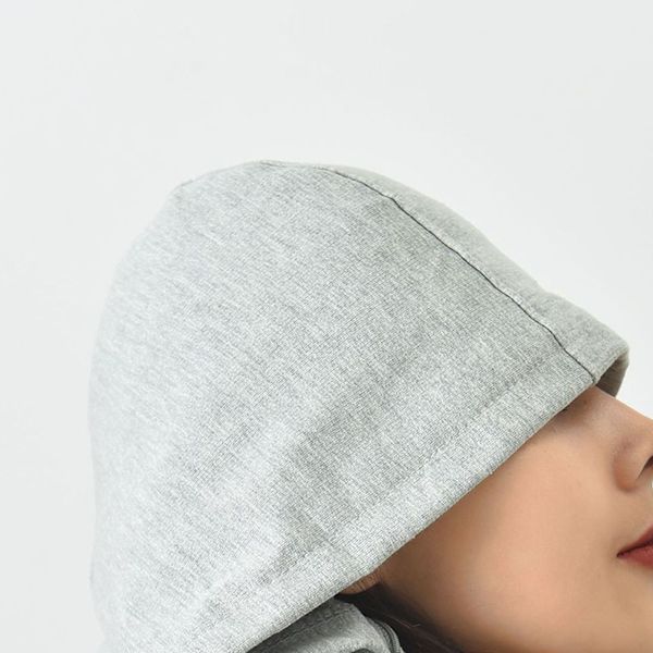 Hoodie Resepåse Huva Nackkudde Justerbar Ergonomisk Resenackkudde för Flygplan Flygplansstol Huvudstöd Sömn U Typ Ljusgrå