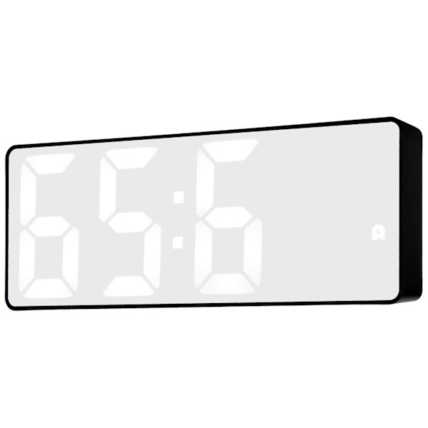 LED-spegelalarmklocka USB elektronisk digital bordsurladdningsbar spegeldekorationstillbehör Rektangulärt svart skal spegel vit lampa
