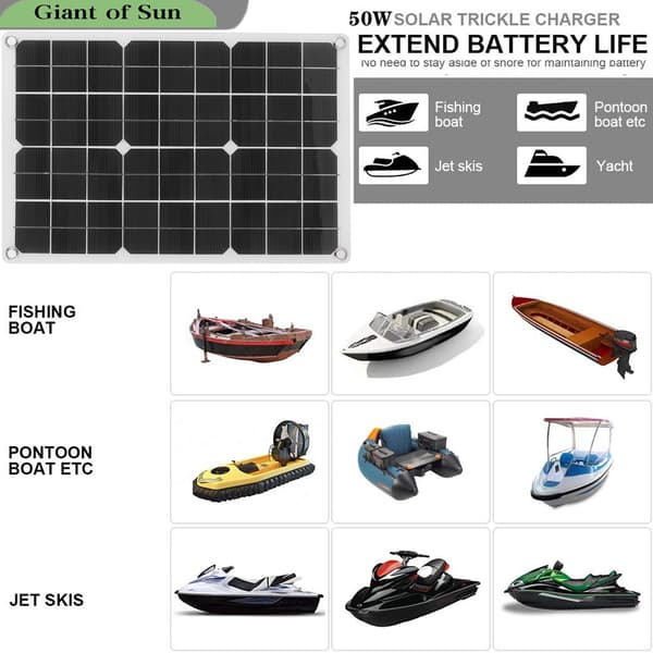 50W Sammenleggbart Solcellepanel Monokrystallinsk Celle Dobbel USB-lader for Bil RV Yacht Utendørs Lading