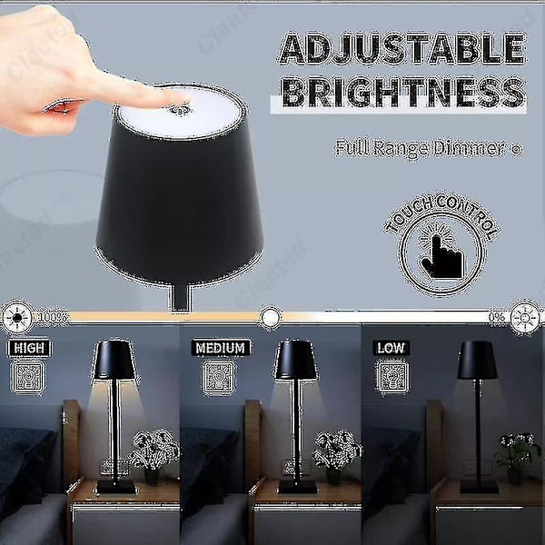 Trådløs bordlampe USB oppladbar Nydelig berørings vanntett bordlampe for soverom Hotell Stue Restaurant-B5 Grønn