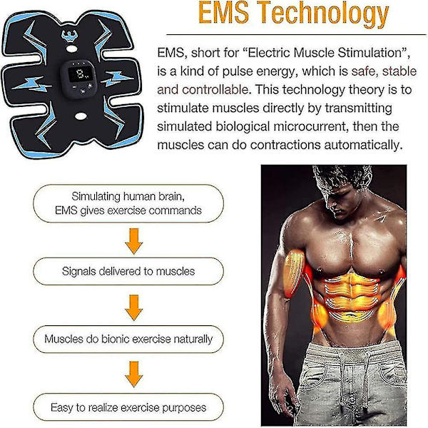 Elektrisk EMS Abs Stimulator Muskeltoningsbälte - Magtränare för Gymträning