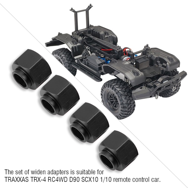 RC-bilhjul bredder adapter 9mm breddesett for TRAXXAS TRX-4 D90 SCX10 1/10 bil (svart)