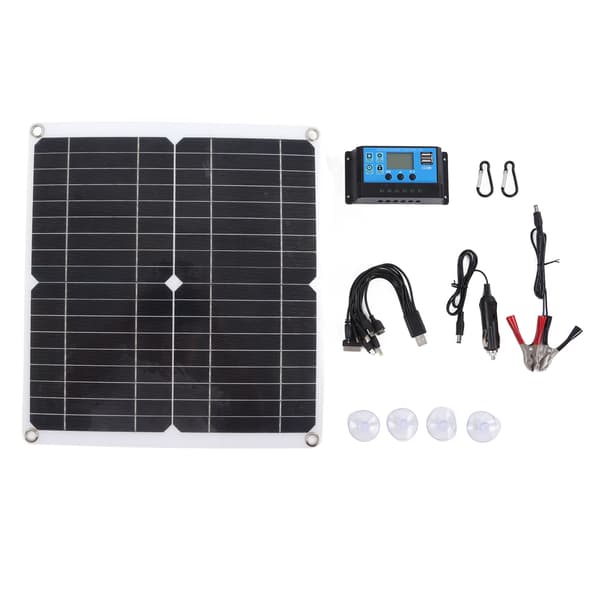 Solpanel Kit 20W 12V Monokristallin IP65 Vattentät DIY Solpanel med 10A Solcellsladdningsregulator för Utomhusbruk