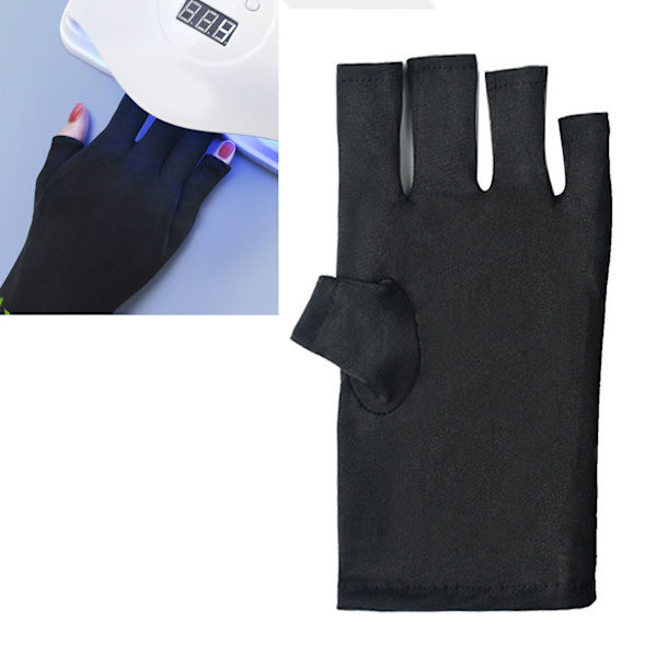 1 par Gel Manicure Handsker Professionel Effektiv Forhindrer Garvning Stråling UV Lys Handsker til Manicure Sort Kort