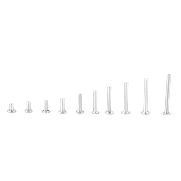 500 stk. M2 Flatt Hode Aluminium Nagler Flatt Hode Solid Nagel 3mm-18mm Lengde