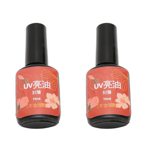 2 stk. 15 ml neglelak top coat transparent slidstærk ridsefast lækagesikker top coat til neglelak