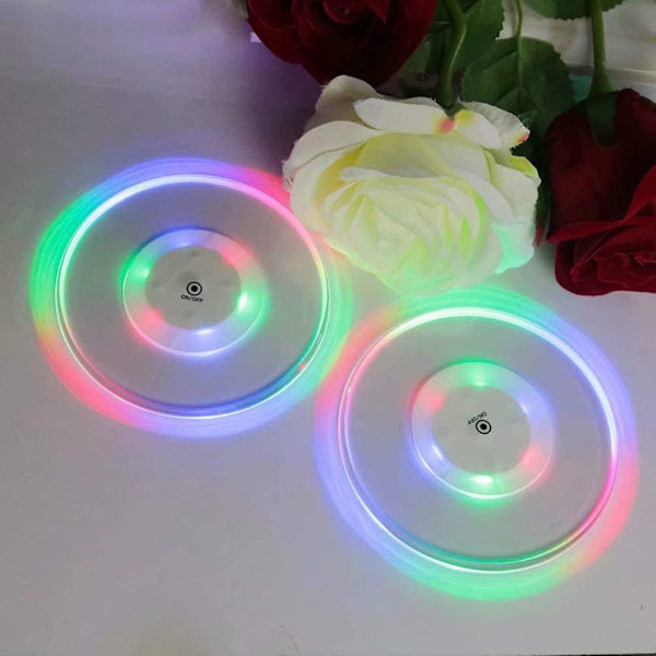 3 stk. LED lys coaster akryl krystal tynd kop cocktail glas bar bartender lysende coaster