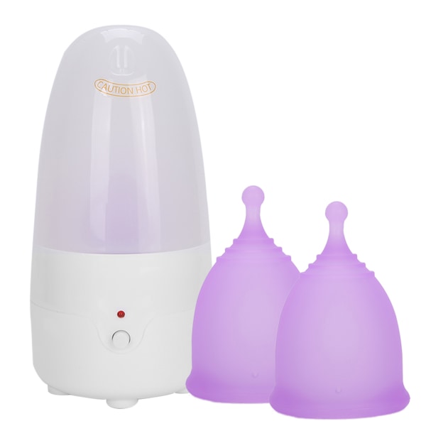 Uudelleenkäytettävä naisten kuukautiskuppi Lady kuukautiskuppien set (EU Plug 110240V) (Cleaner Menstrual Cup Purple sS)
