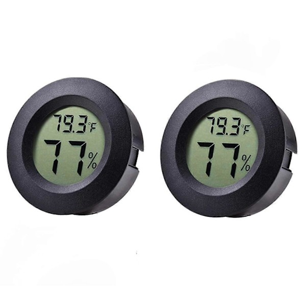 2025 Nytt 2-pack Mini Termometer Hygrometer Kylskåp Frys Elektronisk Hygrometer Inbyggd Rumstermometer Temperatur Luftfuktighetsdetektor Svart