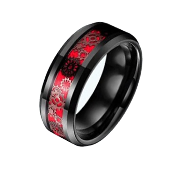 Växel Patch Ring i rostfritt stål för män och kvinnor, moderiktig ring, smycken för dejting, dansfest, svart och röd