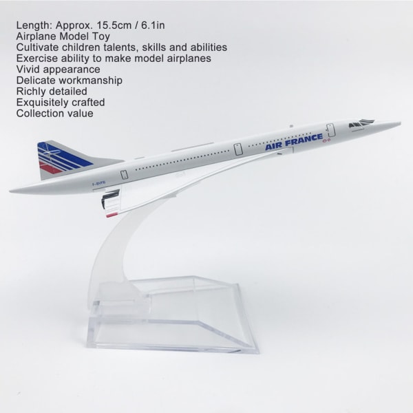 Meget realistisk die-cast flymodel - 6,1 tommer længde