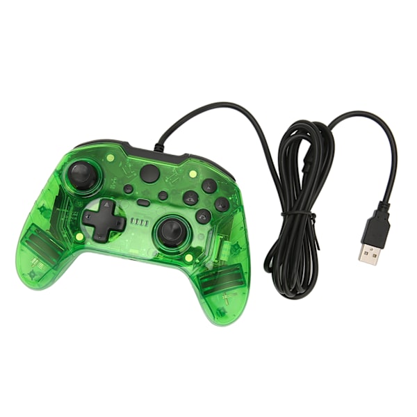 Trådbunden spelkontroll Dubbel vibration RGB Transparent skal Gamepad Joystick för Xbox PC Grön