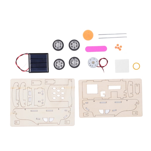 Solcells-driven träbil - rolig, säker och pedagogisk DIY-modell i trä för vetenskapliga experiment - för barn över 6 år
