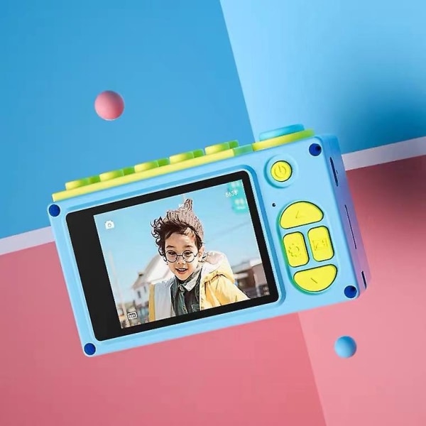 Blått digitalt barnekamera med TF-kort, 4x digital zoom, 8 MP, 2 tommers TFT LCD-skjerm