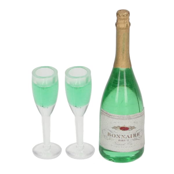 10 Set Dockskåp Champagneset DIY Miniatyr Simuleringsmodell Miniatyr Vinflaskor Verklighetstrogen PVC Dockskåpsdekor