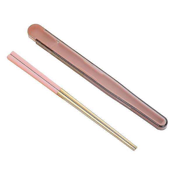 Bærbar Pink 304 Rustfrit Stål Spisepinde Sæt med Opbevaringsboks til Studerende og Kontoransatte