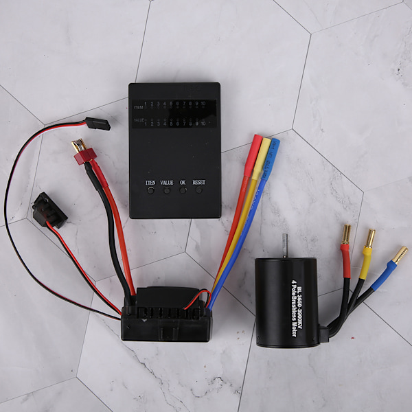 3650 3900KV Borstlös Motor Programmeringskort 60A ESC med Vattentät BEC för 1/10 RC Bil