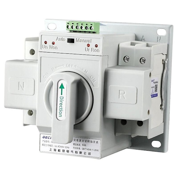 220V 63A 2P Dubbel Ström Automatisk Omkopplare Mini Dubbel Ström Intelligent Omkopplare Strömbrytare