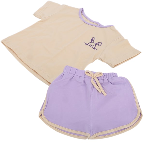 Baby Girls Sommertøj Sæt Piger Outfits Bomuld T‑Shirt Shorts Casual Tøj Sæt Lilla 66cm / 25.98in