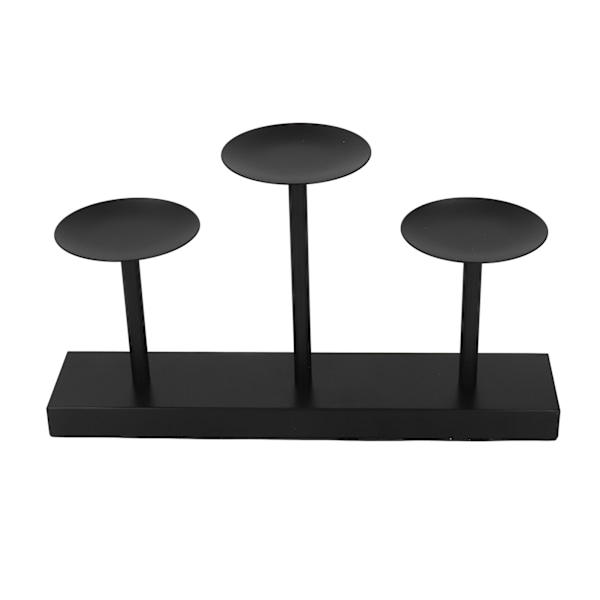 Pelare Ljusstake 3 Plattor Matt Svart Retro Design Robust Metallstruktur Pelare Kandelaber för Bröllopsfest Bar