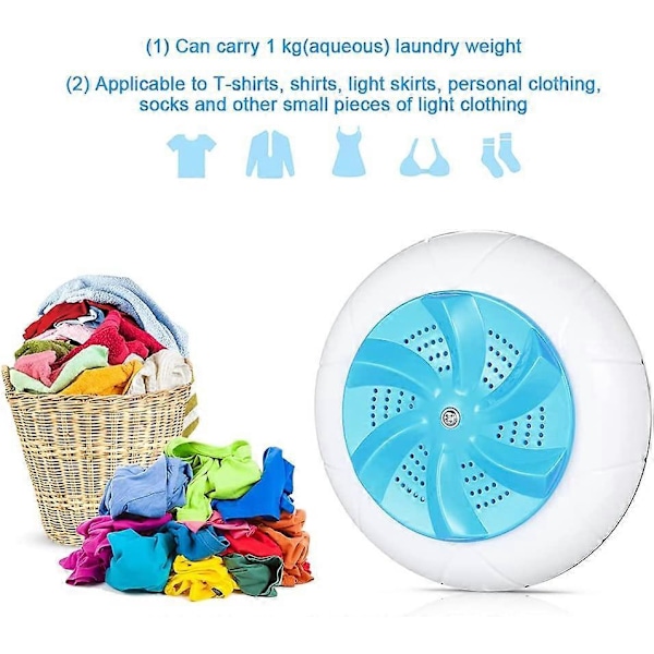 Mini-pesukone, turbiinipesukone, 1 kg pyykkimäärä, mini pyörivä pesukone USB-kaapelilla matkoille, kotiin, työmatkoille