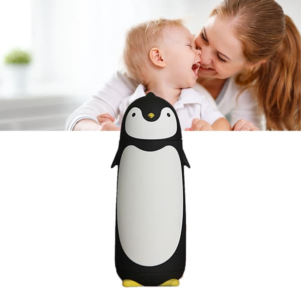 Vannflaske Pingvin Design Varmeisolasjon 300ml Bærbar Vannkopp for Utendørs Svart