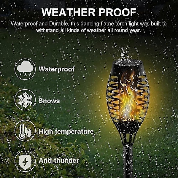 Solarlampor med flammor, 12 LED solfacklor med flimrande låga, vattentät solcellsbelysning, 4-pack