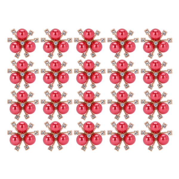 20st Pearl Flower Strass DIY Kläder Manschett Brosch Mode Smycken Tillbehör Röd