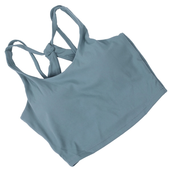 Kvinner Kryss Rygg Sports BH Jente Sports BH for Yoga Fitness Trening Sport Tilbehør Blå-Grønn XL