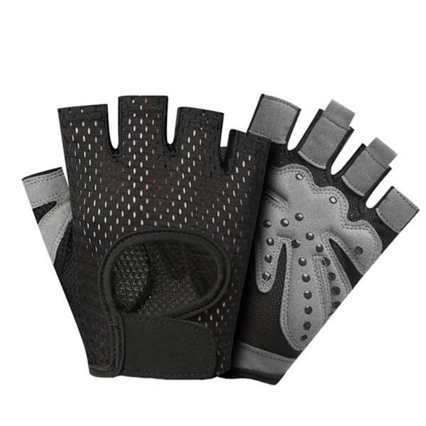 2 stk. Halvfinger Sports Handske Polyester Slidstærk Anti-Slip Kort Finger Handske til Cykling Ridning Excising Sort S