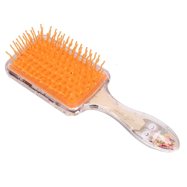 Barn Tecknad paljetter Gasbag Frisör Kam Huvud Hårbotten Massage Kam Styling Tool Gul