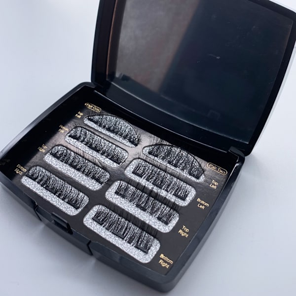 4 par naturlige øjenvipper Magnetisk Design Curl 3D Bærbare løsøjenvipper med Clip Brush Sort