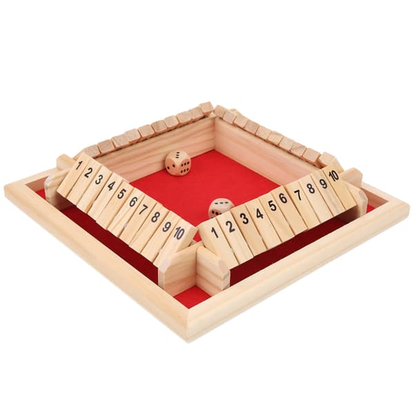 Træ Shut the Box Terningespil 4 Sidet 10 Tal Bræt Bordplade Pub Spil til Børn Voksne