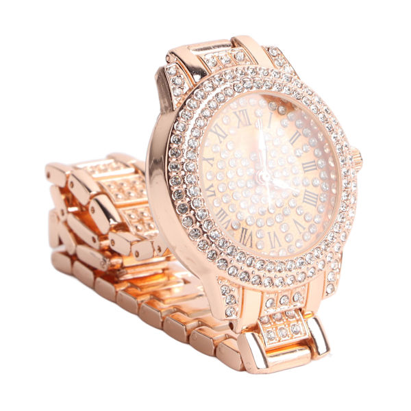Watch Retro Elegant romerska siffror Urtavla Shiny Rhinestone Luminous Design Quartz Watch för Party Office Travel