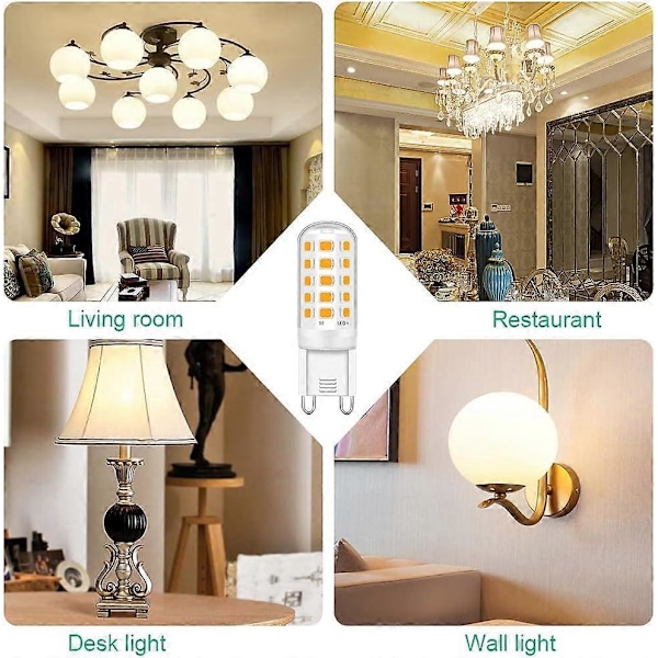 G9 LED-lampa, 5W Varmvitt Ljus, 220-240V Flimmerfri Ej dimbar Energibesparande, 6-pack (15.5*51mm)