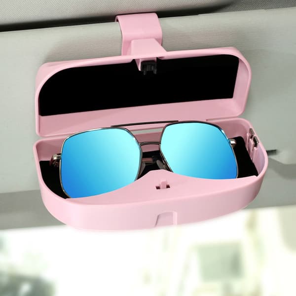 Bil Auto Alsidig Solbrille Opbevaringsholder Klips Etui Organizer Boks Universal (Pink)