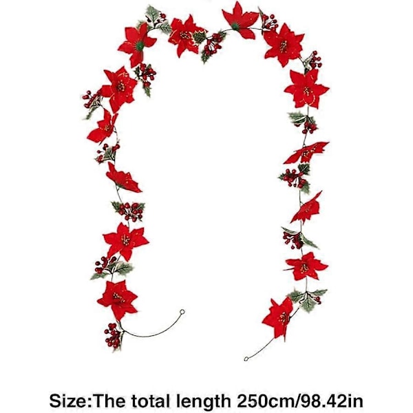 Bär Julgirlang, Konstgjord Julstjärnegirlang med Röda Bär och Järneksblad Jul
