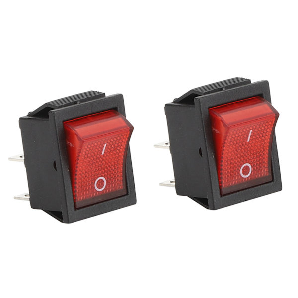 5 STK vippebryter 16A 250V 4-pins med rødt lys industrikontrolltilbehør 31 x 25 mm