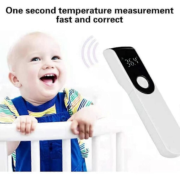 Termometer för vuxna, kontaktfri panntermometer för barn, kontaktfri infraröd termometer för baby, snabbavläsning med digital display - Vit