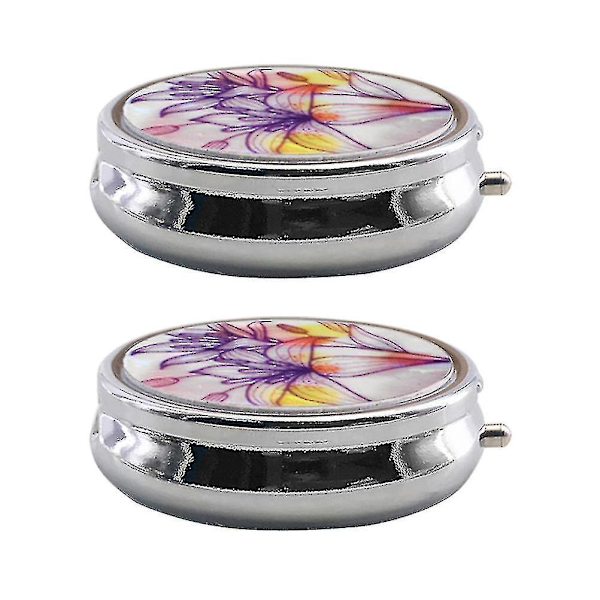Ammattimainen 40mm metallipillerirasia 3 osastolla - Vedenpitävä lääkeastia (Lily-kuvio)