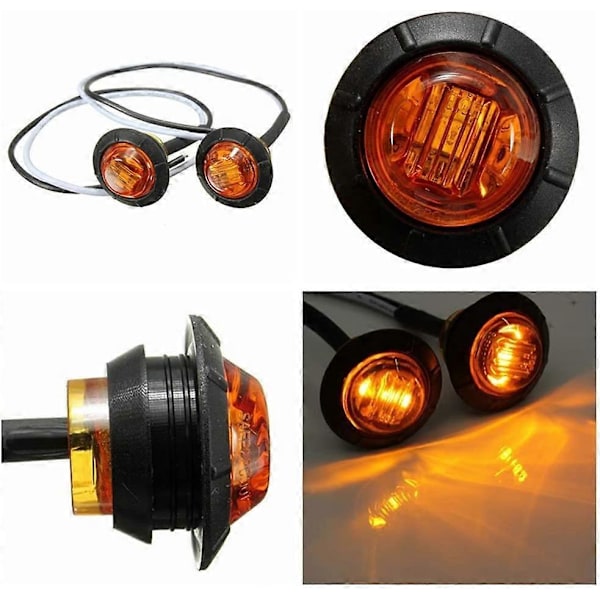 Vanntett 3/4\" Rund LED for Front-, Bak-, Side-, Bil- eller Lastebilmarkeringslys, 12V
