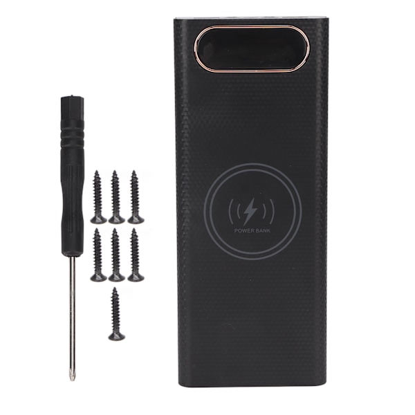 8x21700 batteri Power Bank taske Hurtigopladning 22,5W DIY Power Bank Box 15W Trådløs opladning 21700 Batteriboks Sort