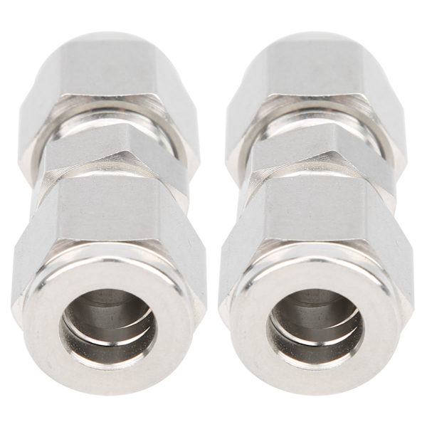 2 stk. 316 rustfrit stål kompressionsfitting lige dobbeltferrule røradapter (Ф10)