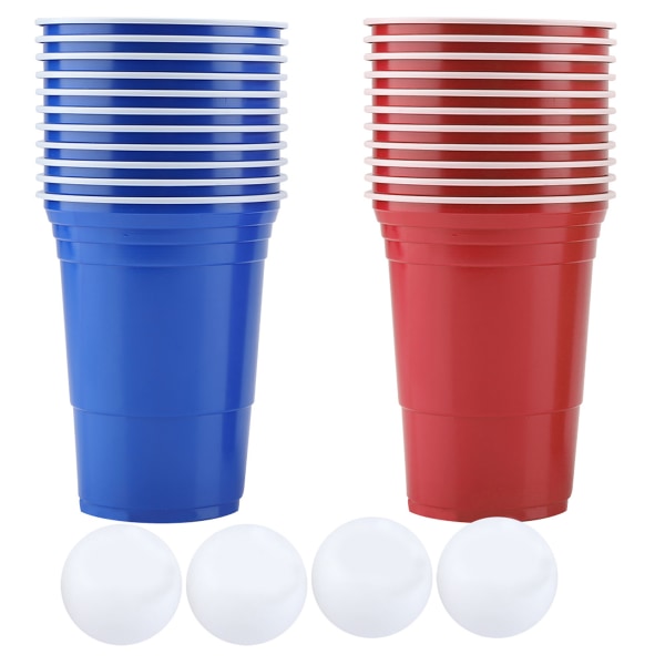 Beer Pong Set Beer Pong Drickspel Set Beer Pong Cups22 koppar 4 pingisbollar Röd Blå